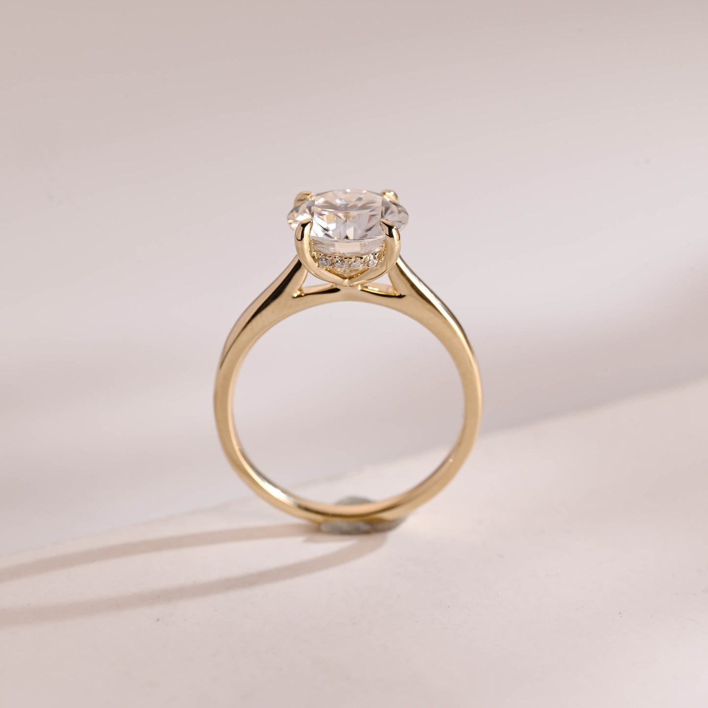 2.5 CT Round Cut Hidden Halo Moissanite Engagement Ring