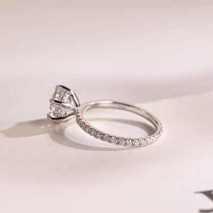 1.0 CT Round Cut Hidden Halo Moissanite Engagement Ring