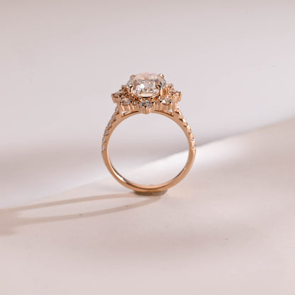 1.0 CT Oval Cut Halo Moissanite Engagement Ring