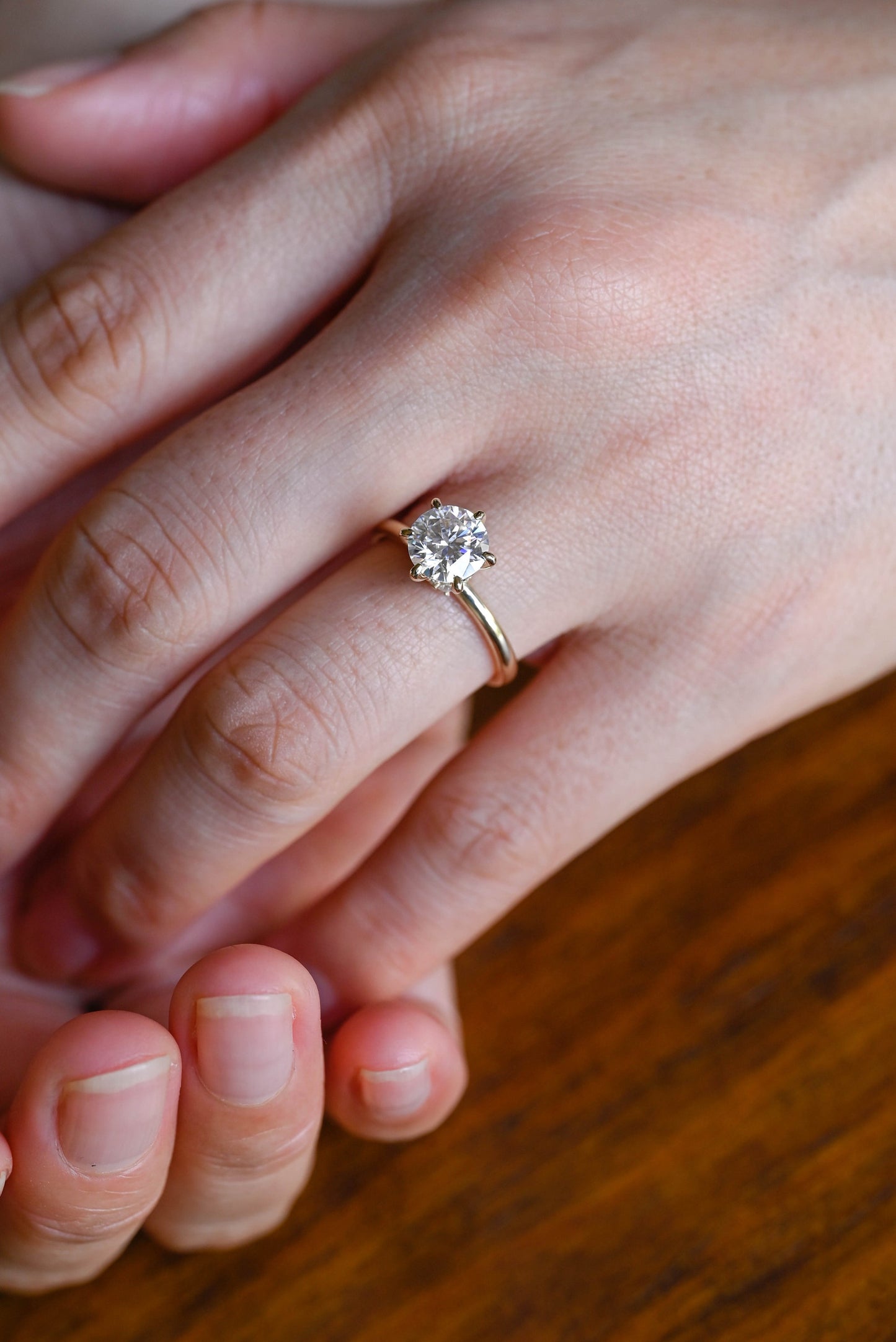 1.0 CT Round Cut Hidden Halo Moissanite Engagement Ring