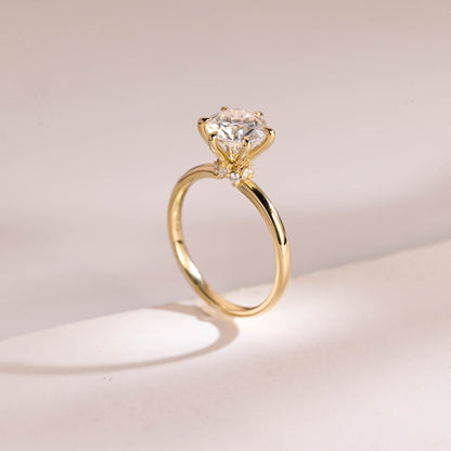 1.0 CT Round Cut Hidden Halo Moissanite Engagement Ring