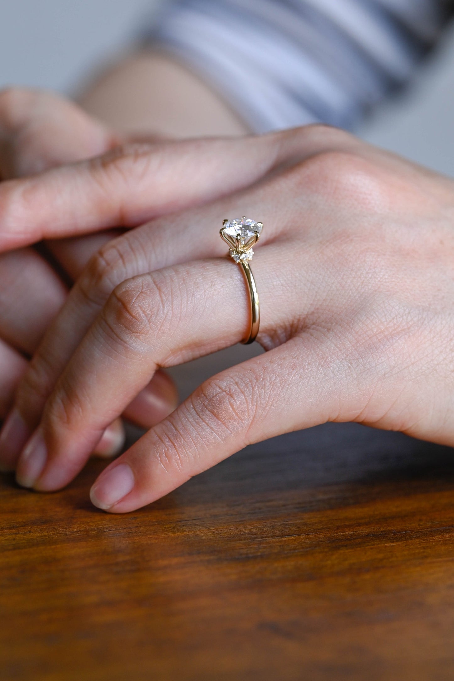 1.0 CT Round Cut Hidden Halo Moissanite Engagement Ring