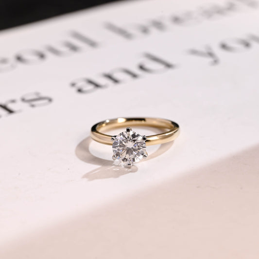 1.0 CT Round Cut Solitaire Moissanite Engagement Ring