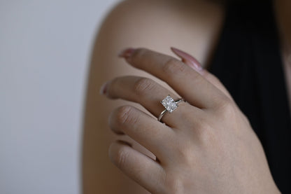1.0 CT Radiant Cut Hidden Halo Moissanite Engagement Ring