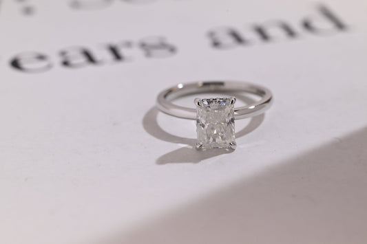 1.0 CT Radiant Cut Hidden Halo Moissanite Engagement Ring