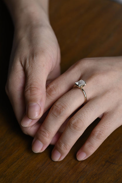 0.80 CT Radiant Cut Half Bezel Moissanite Engagement Ring