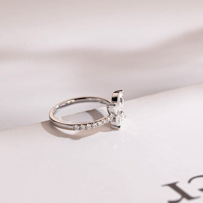 1.30 TCW Marquise & Round Cut Moissanite Engagement Ring