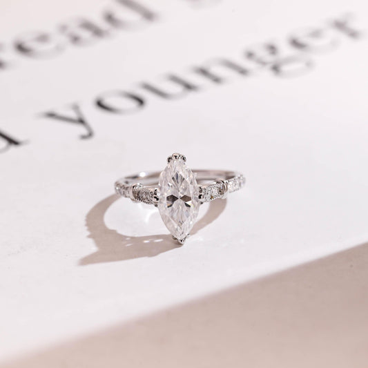2.0 CT Marquise Cut Vintage Moissanite Engagement Ring