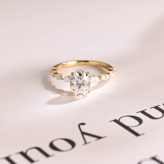 1.5 CT Oval Cut Pave Moissanite Engagement Ring