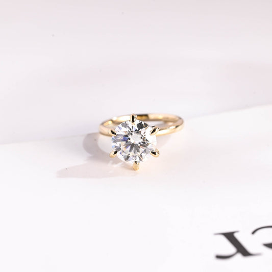 3.0 CT Round Cut Hidden Halo Style Moissanite Engagement Ring