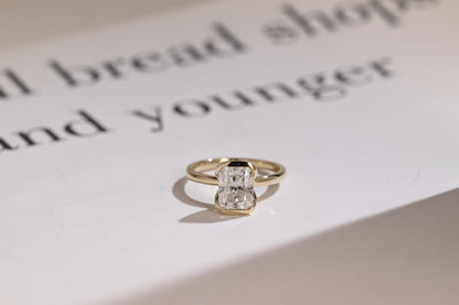 0.80 CT Radiant Cut Half Bezel Moissanite Engagement Ring