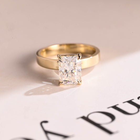 3.0 CT Radiant Cut Wide Band Moissanite Engagement Ring