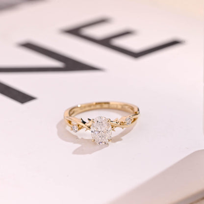 1.5 CT Oval Cut Twisted Moissanite Engagement Ring