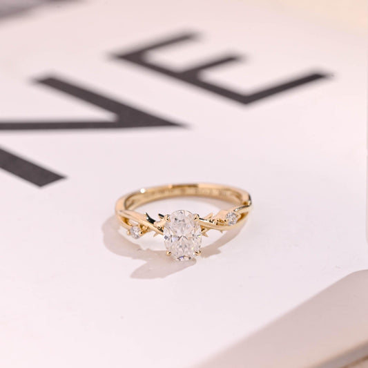 1.5 CT Oval Cut Twisted Moissanite Engagement Ring