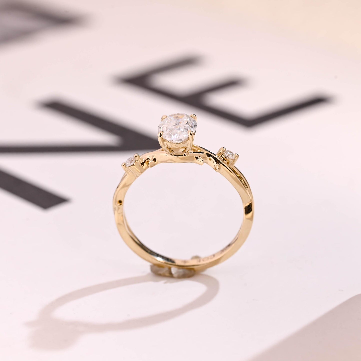1.5 CT Oval Cut Twisted Moissanite Engagement Ring