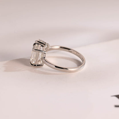 2.0 CT Pear & Emerald Cut Two Stone Moissanite Engagement Ring