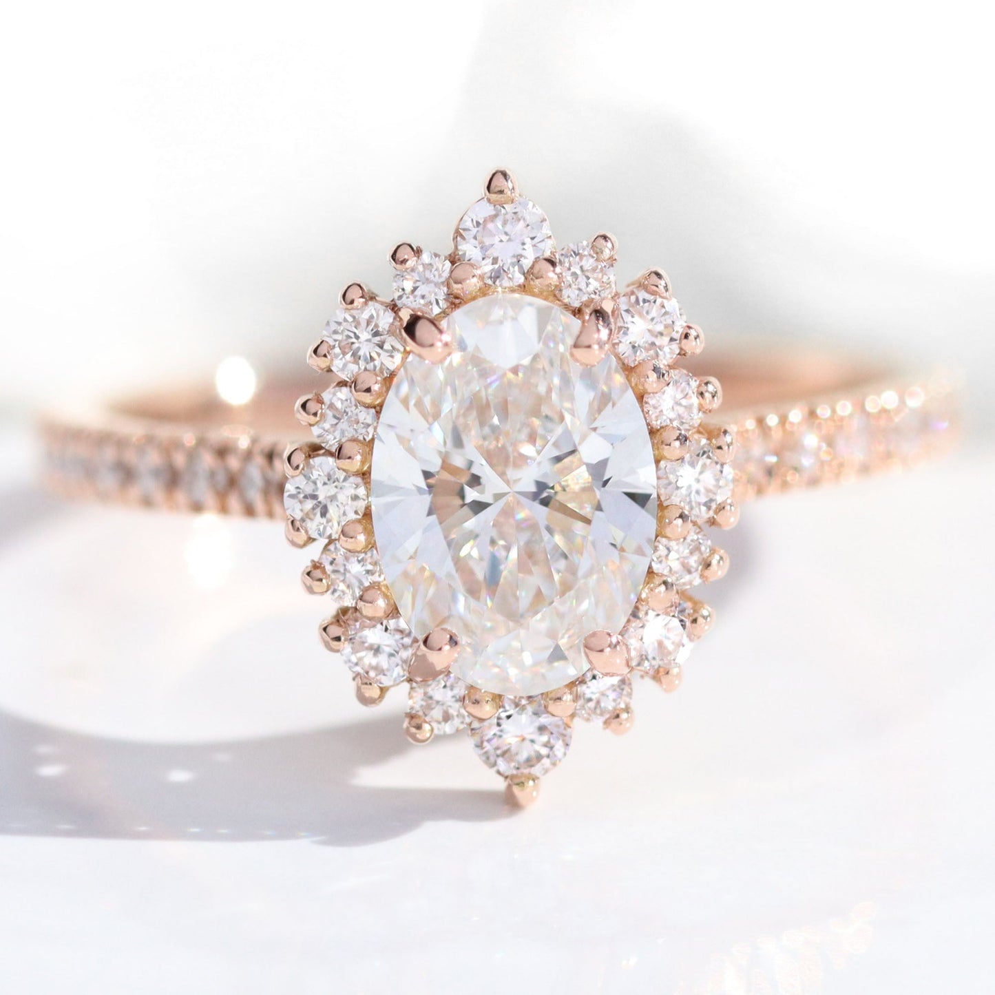 Sadie- 2.0 CT Oval Moissanite Halo & Pave Bridal Ring Set