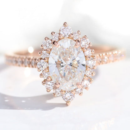 Sadie- 2.0 CT Oval Moissanite Halo & Pave Bridal Ring Set