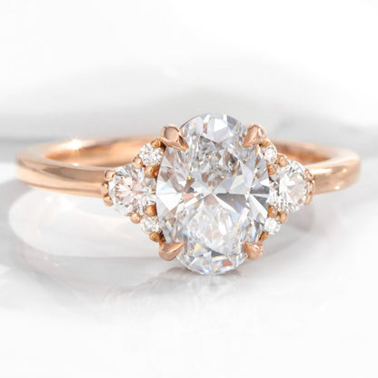 Charlotte- 1.20 CT Oval Moissanite Cluster Bridal Ring Set