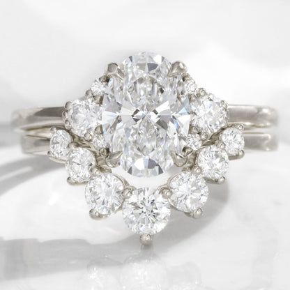 Charlotte- 1.20 CT Oval Moissanite Cluster Bridal Ring Set