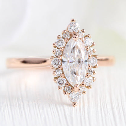 Isabella- 1.0 CT Marquise Moissanite Halo Bridal Ring Set