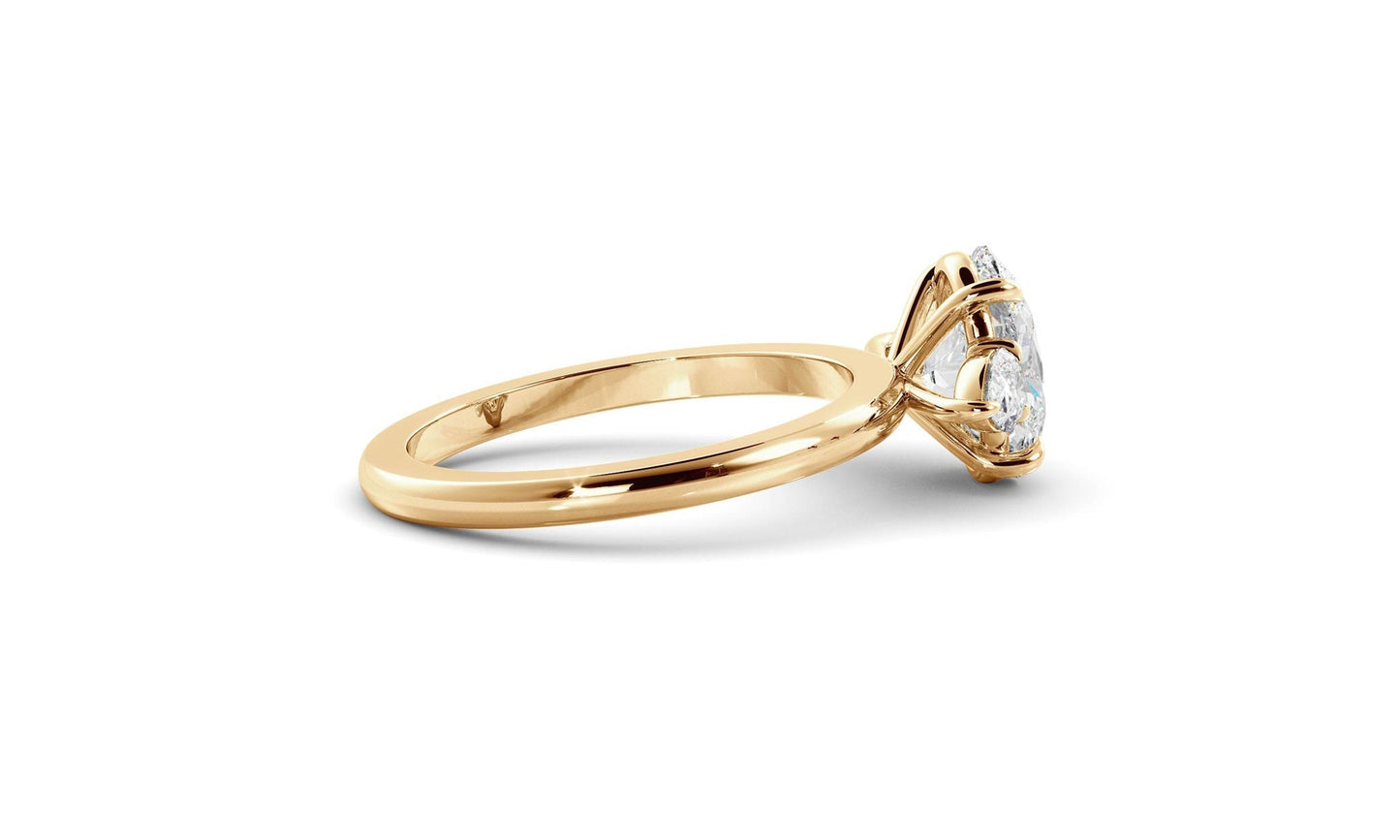 Eugene- 1.0 CT Oval Three Stone Style Moissanite Ring