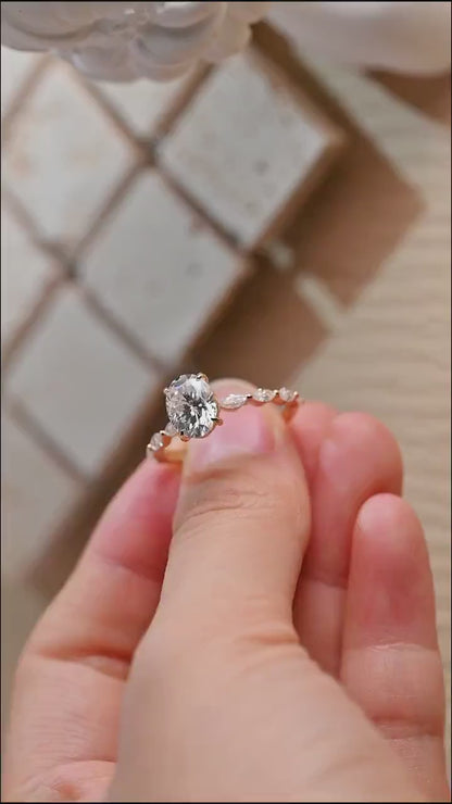 1.5 CT Oval Cut Pave Moissanite Engagement Ring