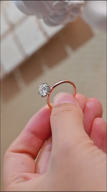 1.0 CT Round Cut Hidden Halo Moissanite Engagement Ring
