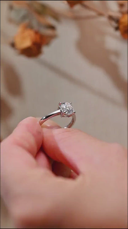 1.0 CT Cushion Cut Solitaire Moissanite Engagement Ring
