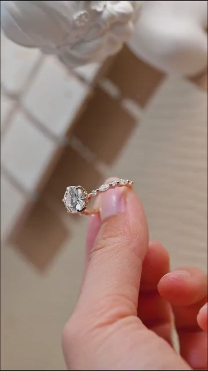2.5 CT Round Cut Pave Moissanite Engagement Ring