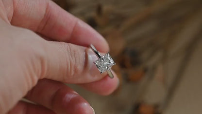 1.0 CT Radiant Cut Hidden Halo Moissanite Engagement Ring