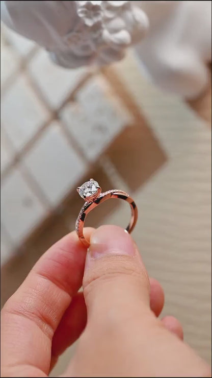 1.20 CT Round Cut Twisted Shank Moissanite Engagement Ring