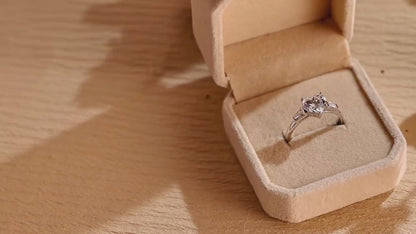 2.0 CT Heart Cut Three Stone Moissanite Engagement Ring